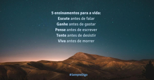 5 ensinamentos para a vida.