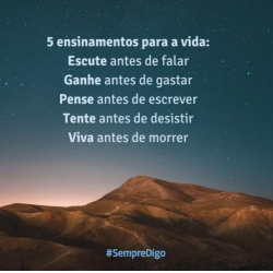 5 ensinamentos para a vida.